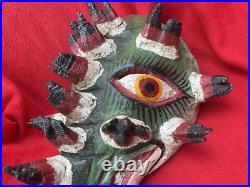 Mexican Folk Art Vintage Alligator Crocodile Carved Wood & Agave Mask Mexican Folk Art Vintage Alligator Crocodile Carved Wood & Agave Mask