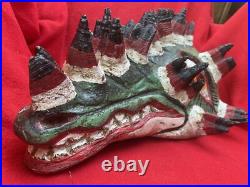 Mexican Folk Art Vintage Alligator Crocodile Carved Wood & Agave Mask Mexican Folk Art Vintage Alligator Crocodile Carved Wood & Agave Mask