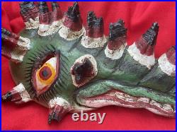 Mexican Folk Art Vintage Alligator Crocodile Carved Wood & Agave Mask Mexican Folk Art Vintage Alligator Crocodile Carved Wood & Agave Mask