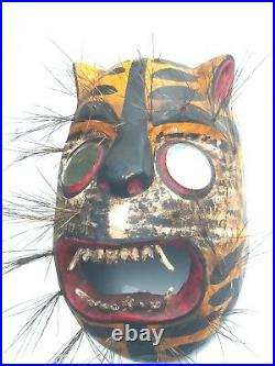Mexican Hand Carving Wood mask Jaguar / tigre, Mexico Folks art dancing mask