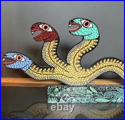 Michael Finster Folk Outsider Art 3 Headed Snake Wood Cutout