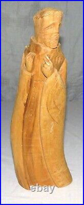 Michael Salazar 13.1/2 inch Wooden Carving of Cloaked Man 1982