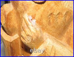 Michael Salazar 13.1/2 inch Wooden Carving of Cloaked Man 1982