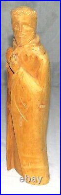 Michael Salazar 13.1/2 inch Wooden Carving of Cloaked Man 1982