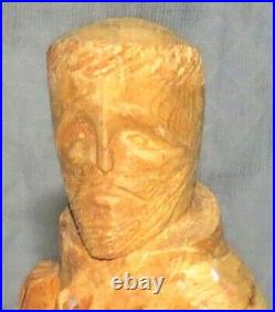 Michael Salazar 13.1/2 inch Wooden Carving of Cloaked Man 1982