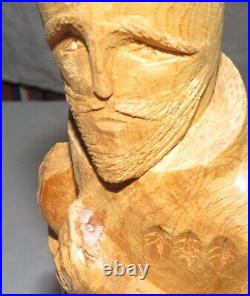 Michael Salazar 13.1/2 inch Wooden Carving of Cloaked Man 1982