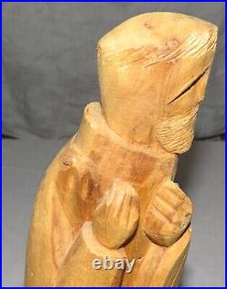 Michael Salazar 13.1/2 inch Wooden Carving of Cloaked Man 1982