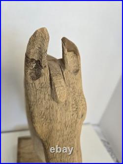 Mid 20th Century Vintage Hand Carved Pine Horse Head Sculpture