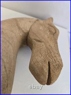 Mid 20th Century Vintage Hand Carved Pine Horse Head Sculpture