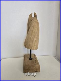 Mid 20th Century Vintage Hand Carved Pine Horse Head Sculpture