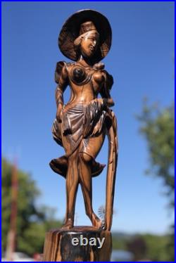 Mid Century Bali Wood Sculpture Balinese Woman Wooden Carving Indonesian Art Mid Century Bali Wood Sculpture Balinese Woman Wooden Carving Indonesian Art