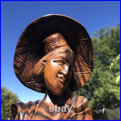 Mid Century Bali Wood Sculpture Balinese Woman Wooden Carving Indonesian Art Mid Century Bali Wood Sculpture Balinese Woman Wooden Carving Indonesian Art