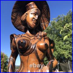 Mid Century Bali Wood Sculpture Balinese Woman Wooden Carving Indonesian Art Mid Century Bali Wood Sculpture Balinese Woman Wooden Carving Indonesian Art