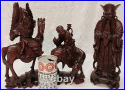 Mid-Century Chinese Rosewood Carvings 12 Warrior, Scholar & Elder Figures