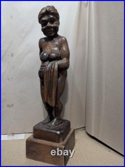 Mid-Century European Modern Wood Sculpture Female Nude Signed GO European 12