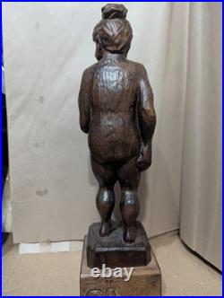 Mid-Century European Modern Wood Sculpture Female Nude Signed GO European 12