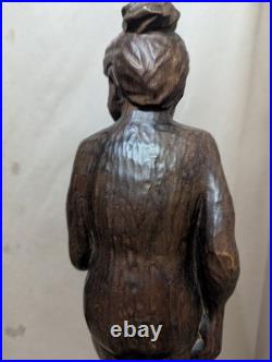 Mid-Century European Modern Wood Sculpture Female Nude Signed GO European 12