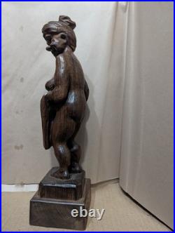 Mid-Century European Modern Wood Sculpture Female Nude Signed GO European 12