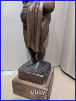 Mid-Century European Modern Wood Sculpture Female Nude Signed GO European 12
