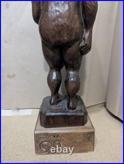 Mid-Century European Modern Wood Sculpture Female Nude Signed GO European 12