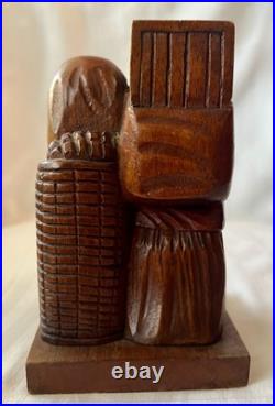 Mid-Century Flores Arias Hand Carved Wood Sculpture