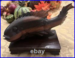 Mid Century Hand Carved Wooden Fish 14 Long Vintage
