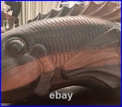 Mid Century Hand Carved Wooden Fish 14 Long Vintage