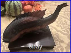 Mid Century Hand Carved Wooden Fish 14 Long Vintage