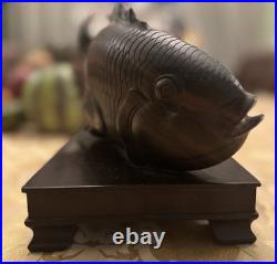 Mid Century Hand Carved Wooden Fish 14 Long Vintage