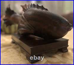 Mid Century Hand Carved Wooden Fish 14 Long Vintage
