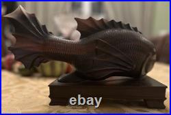 Mid Century Hand Carved Wooden Fish 14 Long Vintage