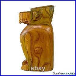 Mid-Century Large Teak Thunderbird Totem Carved Wood Sculpture