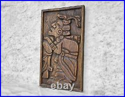 Mid-Century Mayan Tribal Shaman Wood Carved Wall Hanging Placque