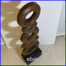 Mid Century Modern Abstract Wood Hand Carved Wood Circular Totem Sculpture 28 Mid Century Modern Abstract Wood Hand Carved Wood Circular Totem Sculpture 28