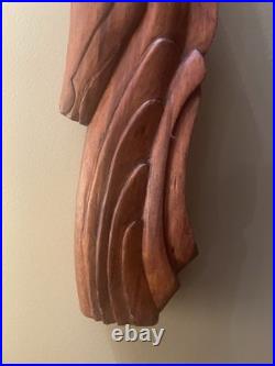 Mid Century Modern Art Horse Wood Wall Carving Sculpture Art Deco Chess Style