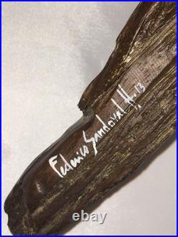 Mid Century Modern Brutalist Hand Crafted Original Cross Wood Carving Wall Art