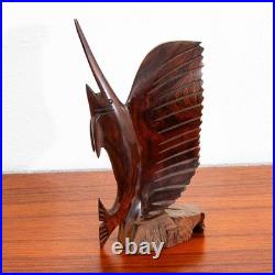 Mid Century Modern Fish Sculpture Carved Solid Rosewood Studio Made Swordfish Mid Century Modern Fish Sculpture Carved Solid Rosewood Studio Made Swordfish
