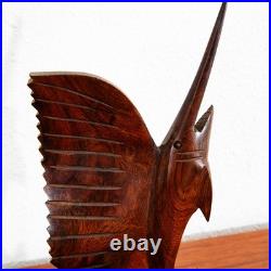 Mid Century Modern Fish Sculpture Carved Solid Rosewood Studio Made Swordfish Mid Century Modern Fish Sculpture Carved Solid Rosewood Studio Made Swordfish
