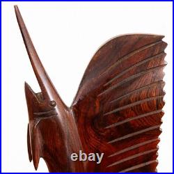 Mid Century Modern Fish Sculpture Carved Solid Rosewood Studio Made Swordfish Mid Century Modern Fish Sculpture Carved Solid Rosewood Studio Made Swordfish