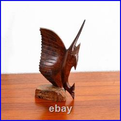 Mid Century Modern Fish Sculpture Carved Solid Rosewood Studio Made Swordfish Mid Century Modern Fish Sculpture Carved Solid Rosewood Studio Made Swordfish