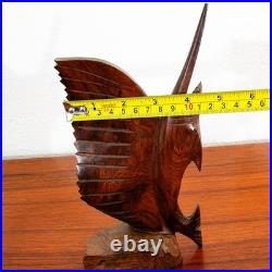 Mid Century Modern Fish Sculpture Carved Solid Rosewood Studio Made Swordfish Mid Century Modern Fish Sculpture Carved Solid Rosewood Studio Made Swordfish