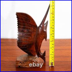 Mid Century Modern Fish Sculpture Carved Solid Rosewood Studio Made Swordfish Mid Century Modern Fish Sculpture Carved Solid Rosewood Studio Made Swordfish