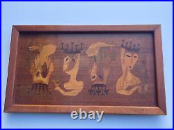 Mid Century Modern Sculpture Wood Carving Cubism King Abstract Expressionism