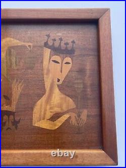 Mid Century Modern Sculpture Wood Carving Cubism King Abstract Expressionism