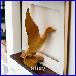 Mid-Century Modern Stylized Hand-carved Fruit Wood Duck Animal Sculpture Rustic