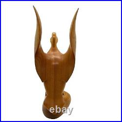 Mid-Century Modern Stylized Hand-carved Fruit Wood Duck Animal Sculpture Rustic