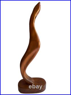 Mid Century Modern Wooden Art Sculpture Figurine Abstract Handmade Signed HFS