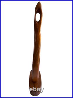 Mid Century Modern Wooden Art Sculpture Figurine Abstract Handmade Signed HFS