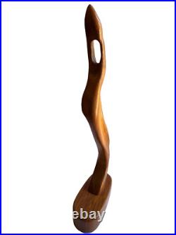 Mid Century Modern Wooden Art Sculpture Figurine Abstract Handmade Signed HFS