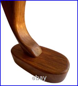 Mid Century Modern Wooden Art Sculpture Figurine Abstract Handmade Signed HFS